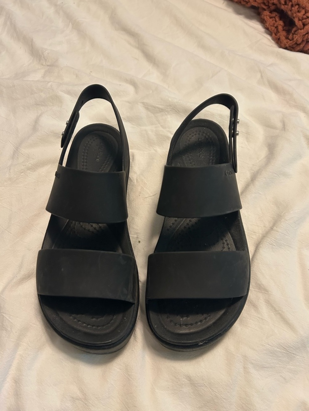 CROCS Women's Black Dual-Strap Slingback Sandals